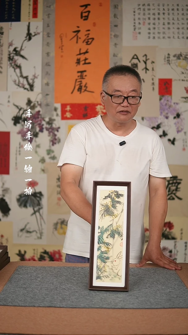 国画手绘-15*42摆台花鸟