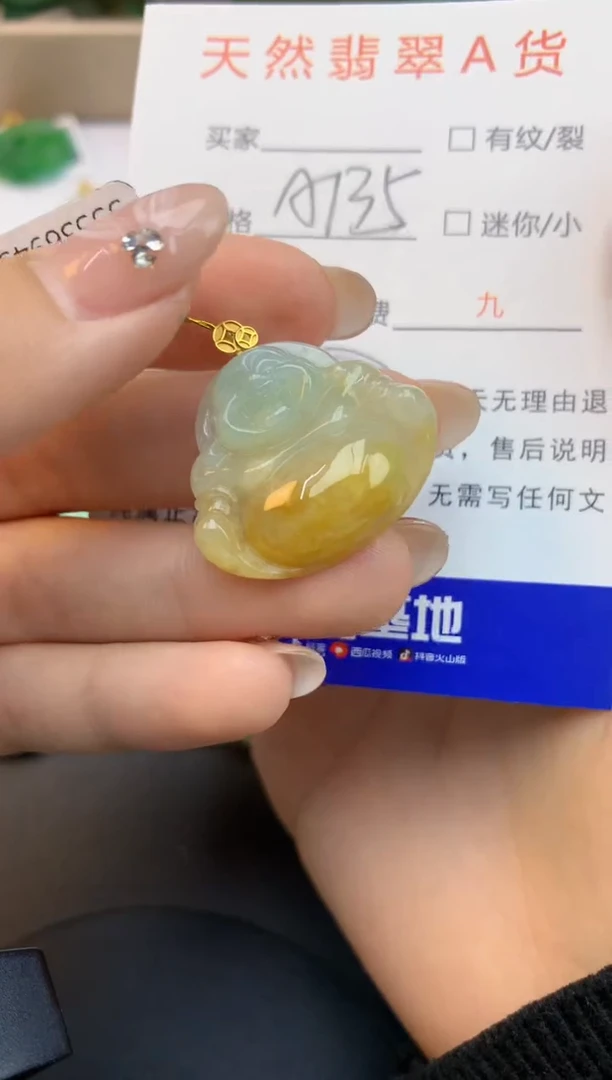 颈饰18K金镶嵌翡翠天然缅甸a货翡翠百元以上9元证书费自理