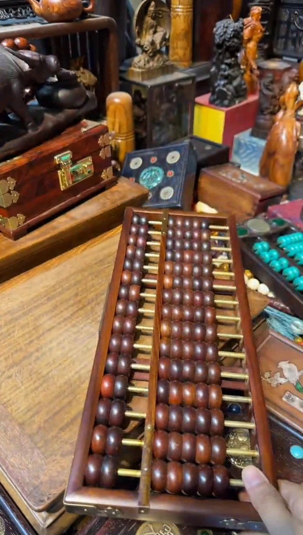 木黄花梨高记算盘带把手