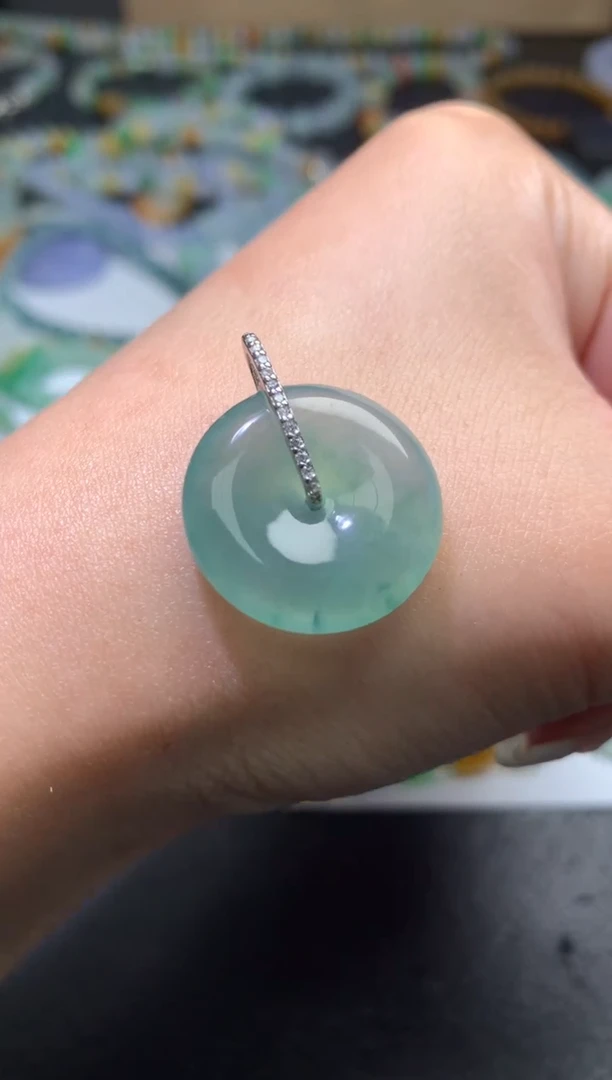 颈饰银S925镶嵌翡翠净货 21-5.4