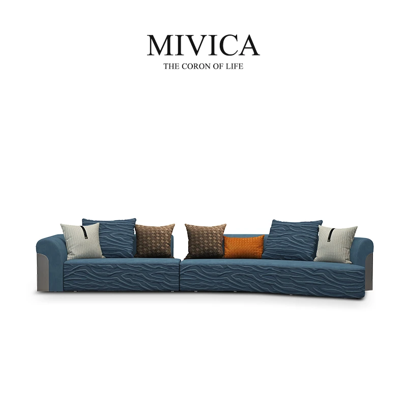 米维卡MIVICA意式现代磨砂绒布弧形沙发客厅美学轻奢家具国际馆L3