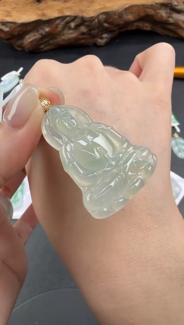 吊坠(不含链)18K金镶嵌翡翠翡翠饰品-164