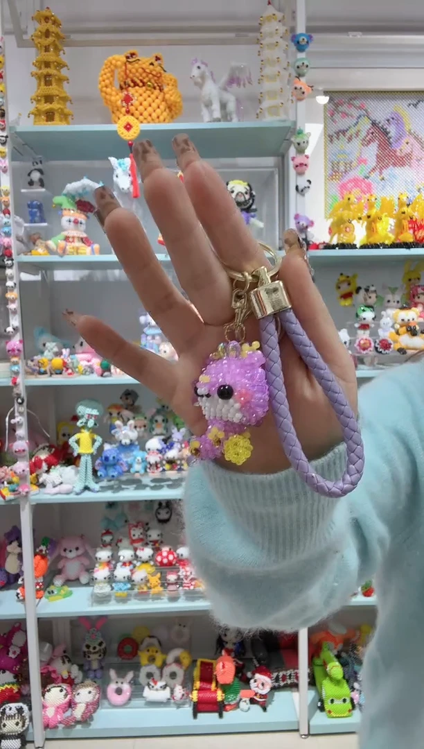 玻璃04054卡4水晶小龙人材料包1个AB紫玉带皮绳