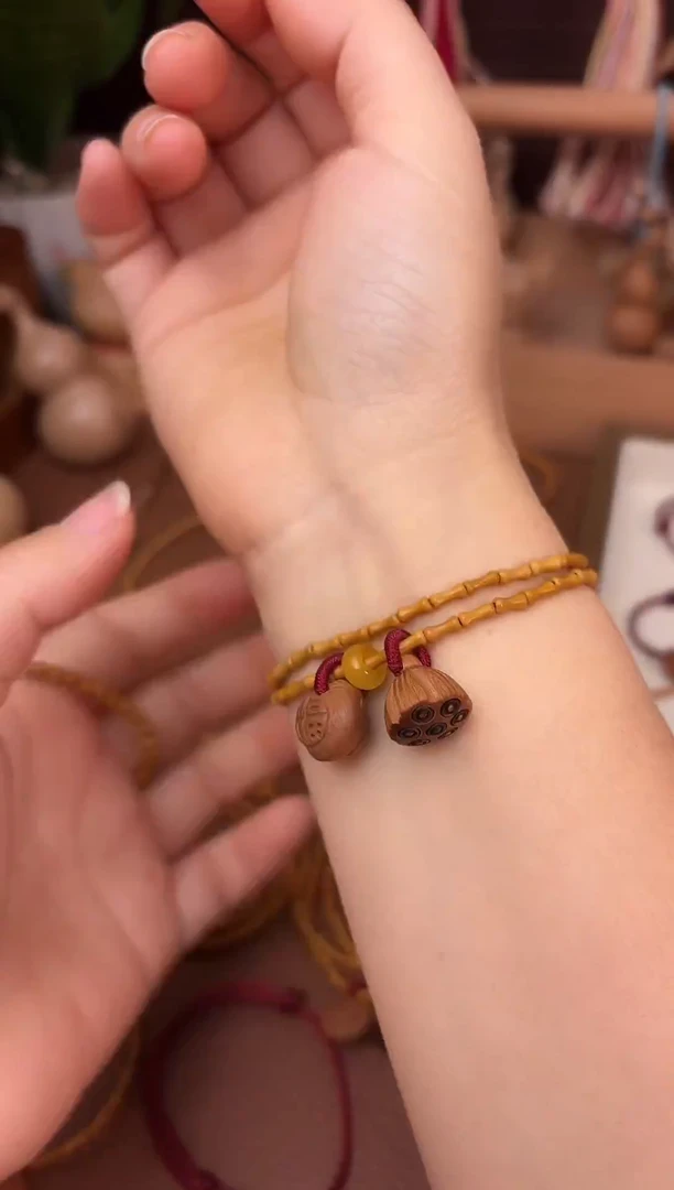 手串桃核双圈好运莲莲竹节跑环