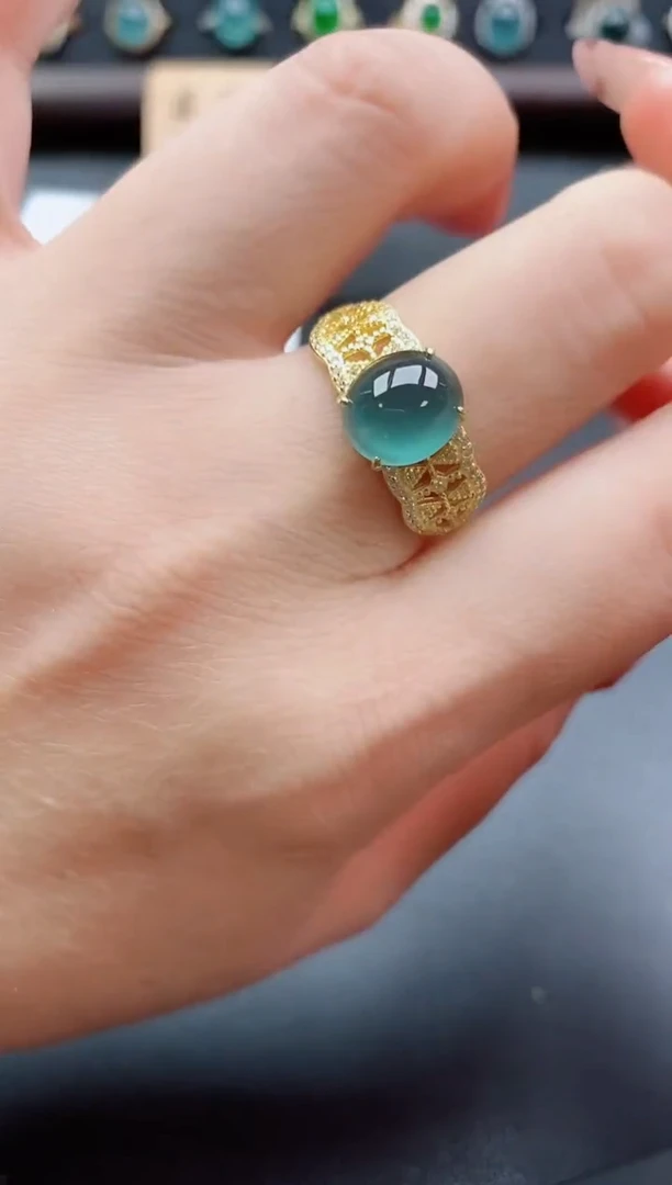 银S925镶嵌戒指翡翠1