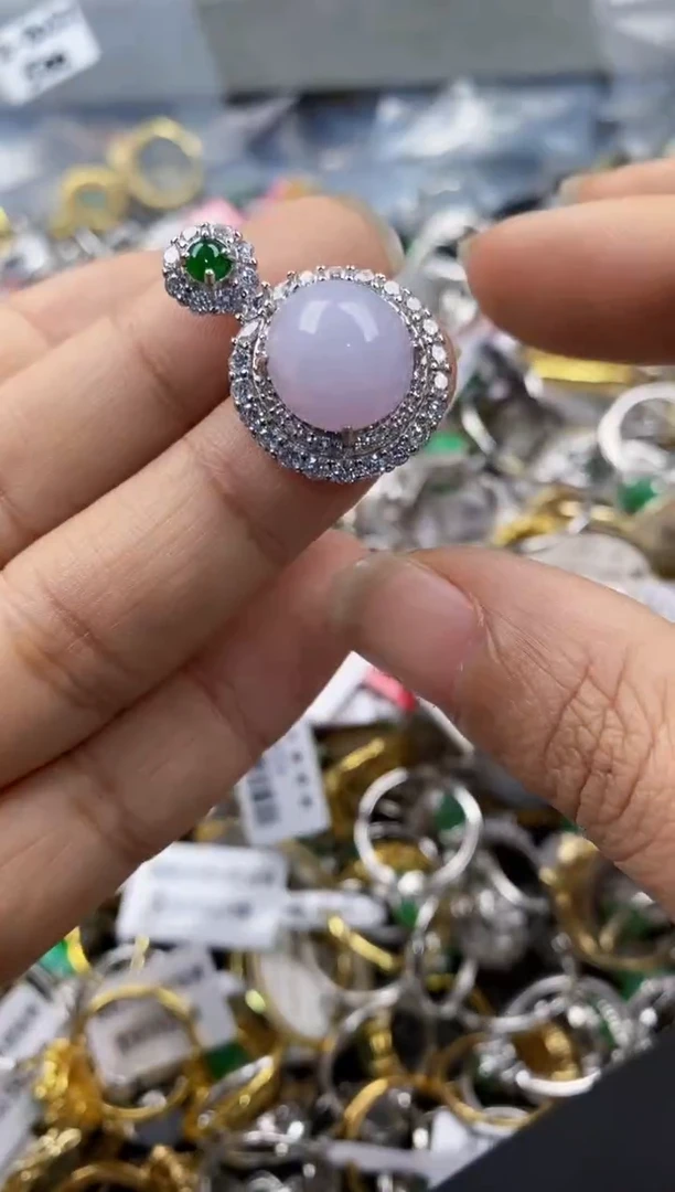 银S925镶嵌戒指翡翠777---7