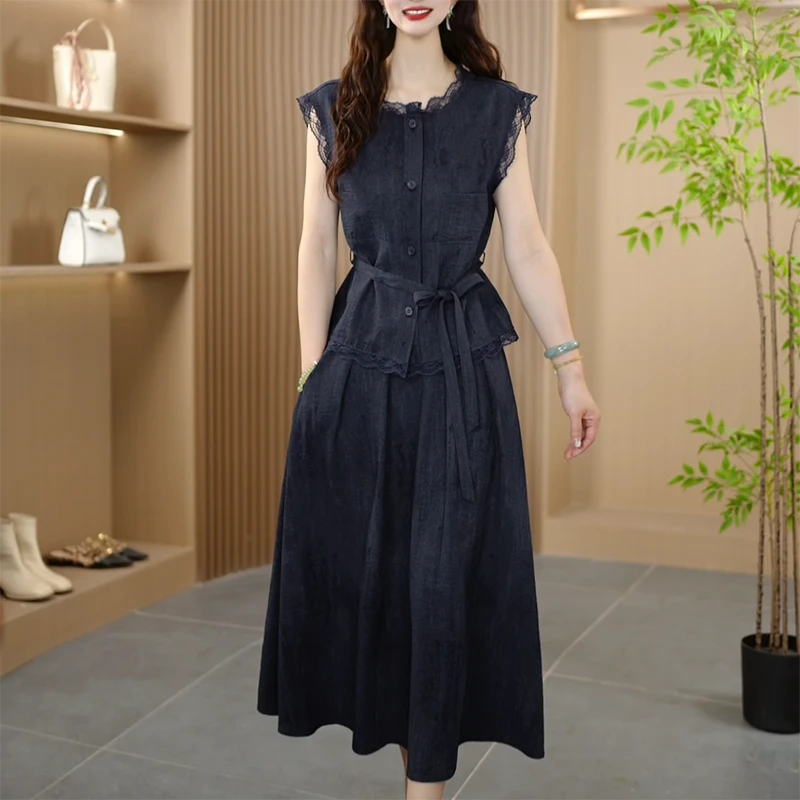 25196-1夏季新款时尚气质显瘦修身收腰法式两件套装