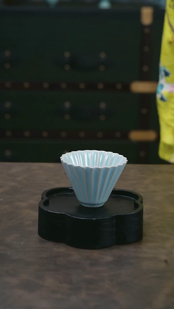 【闪购商品】W宝丰宋官窑原产地仿古釉汝瓷折扇斗笠杯