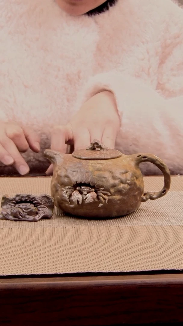 原矿螃蟹龚春柴烧紫砂壶21