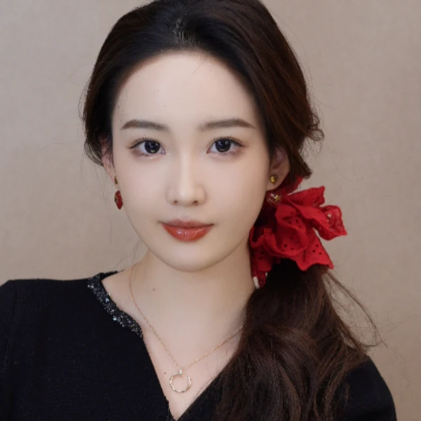 ♠天天♠红色双层蕾丝发圈HTFX005