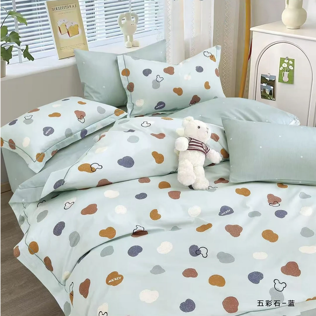 B1076 全棉纽扣60s单人被套 五彩石-蓝160*210精梳精纺吸汗透气