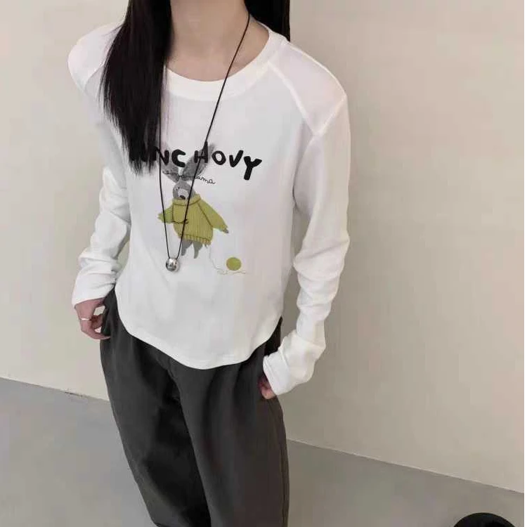 【静姐家】9519秋冬磨毛时尚休闲百搭显瘦女长袖女T恤