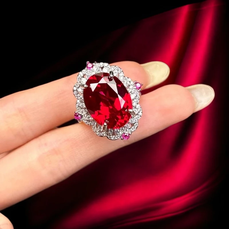 瑾萱高订名饰282-轻奢培育3A红宝石精切合金戒指