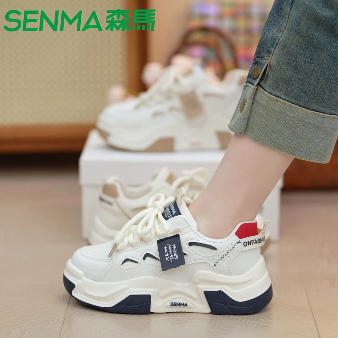 SENMA/森马2025新款百搭小白鞋韩版厚底网红时尚潮流ins休闲鞋女