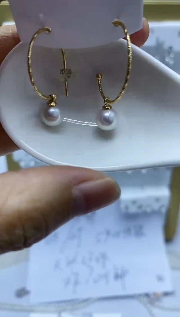 银S925镶嵌耳饰淡水珍珠189