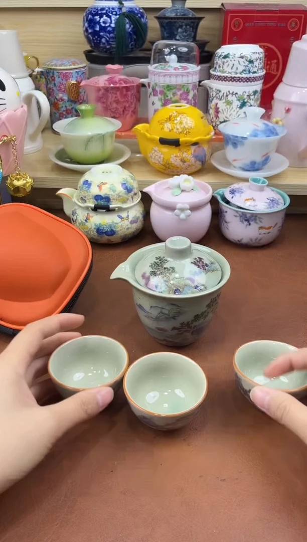 陶陶瓷茶具摆件旅行套组