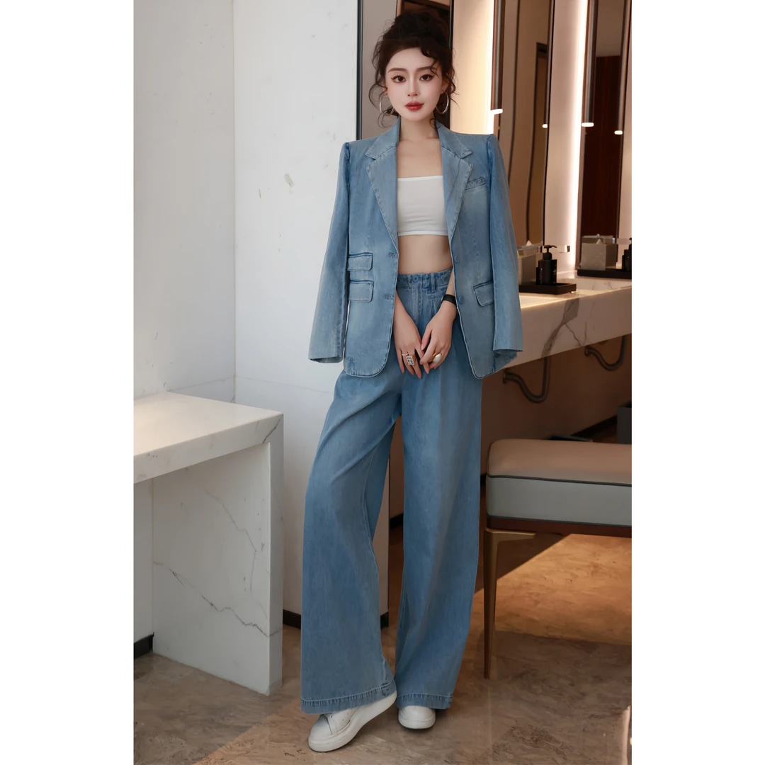 ZEROYK港风复古时尚套装春新款高级感御姐气质西装长裤休闲两件套