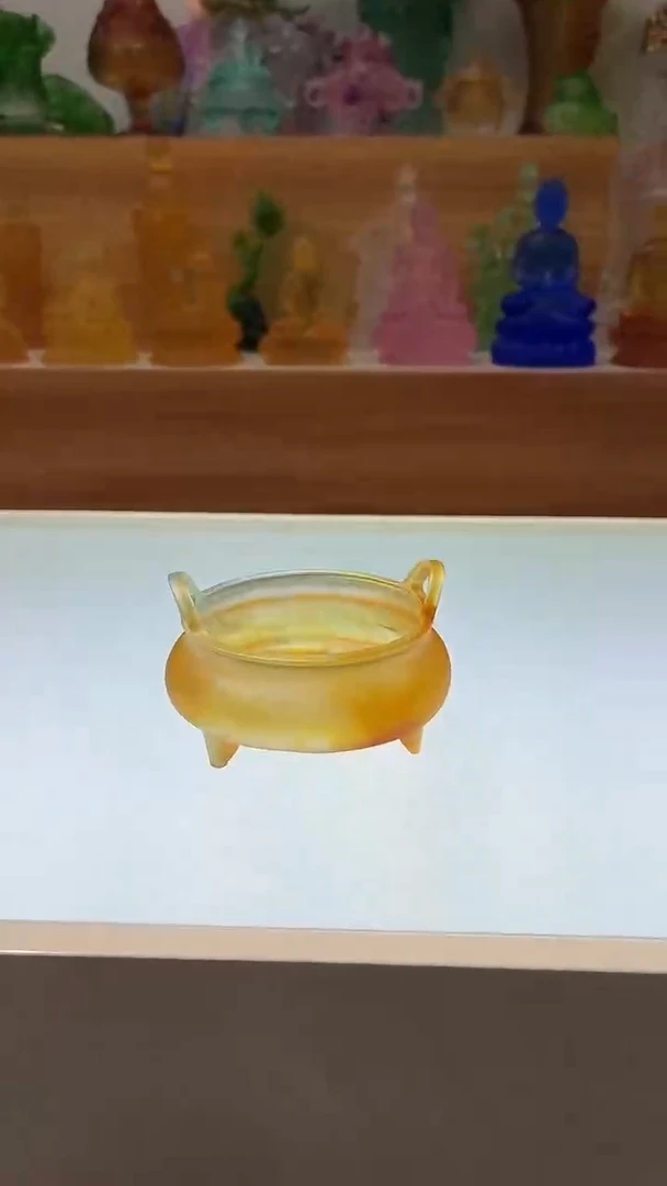 琉璃手工艺品琥珀色宣德炉9*5