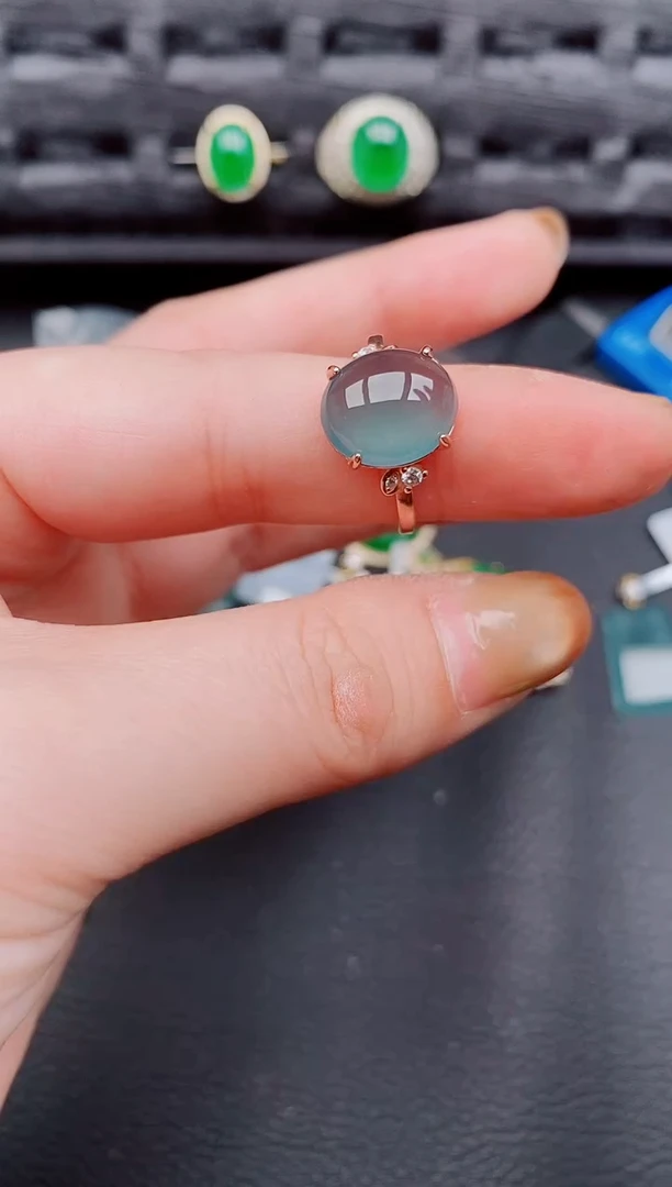 【闪购商品】翡翠戒指银S925镶嵌天然a货翡翠620