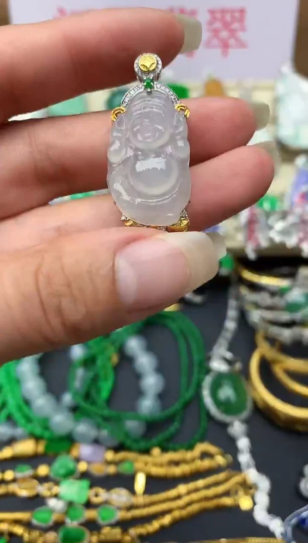 颈饰18K金镶嵌翡翠185-中国好珍宝