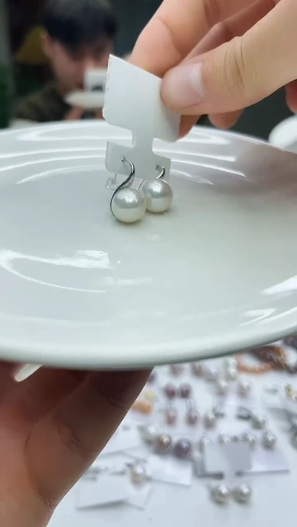 未镶嵌耳饰淡水珍珠白色系高跟鞋12mm
