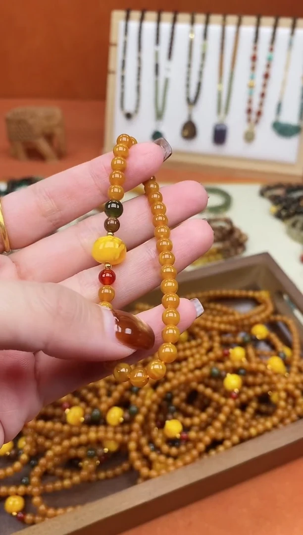 手链蜜蜡未镶嵌05老蜡和田单圈手串