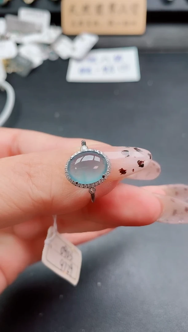 银S925镶嵌戒指翡翠1