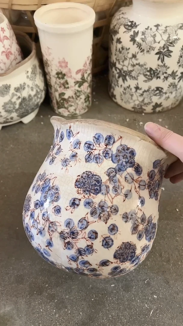 【闪购商品】陶瓷花盆高17.5cm内口16cm