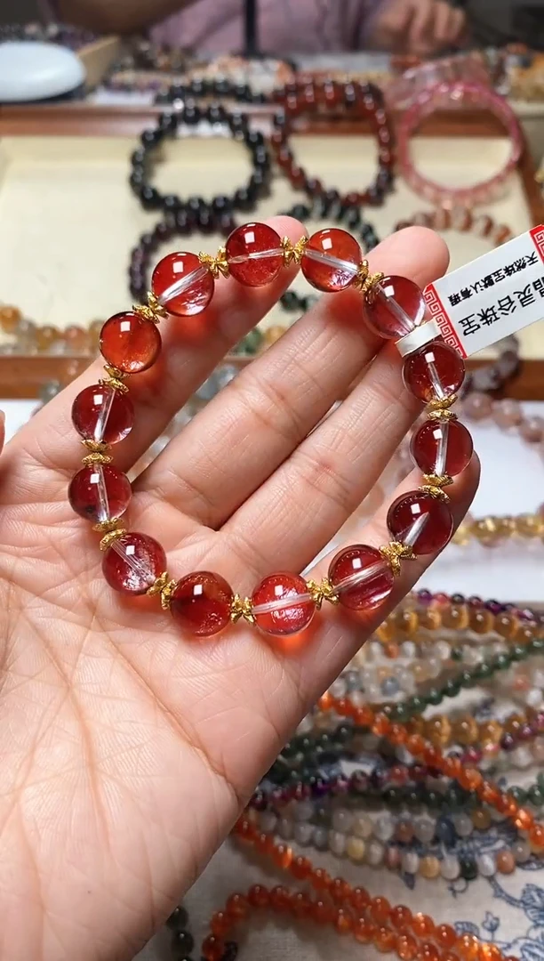 未镶嵌手链水晶红胶花11