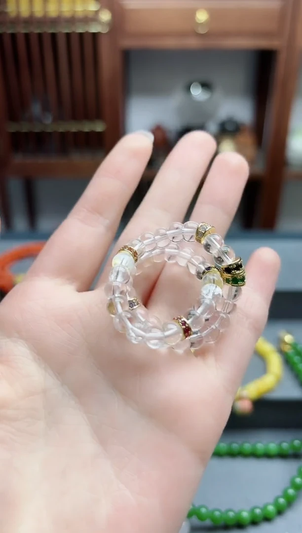 【闪购商品】水晶手串合金白水晶大肠手串SCZT