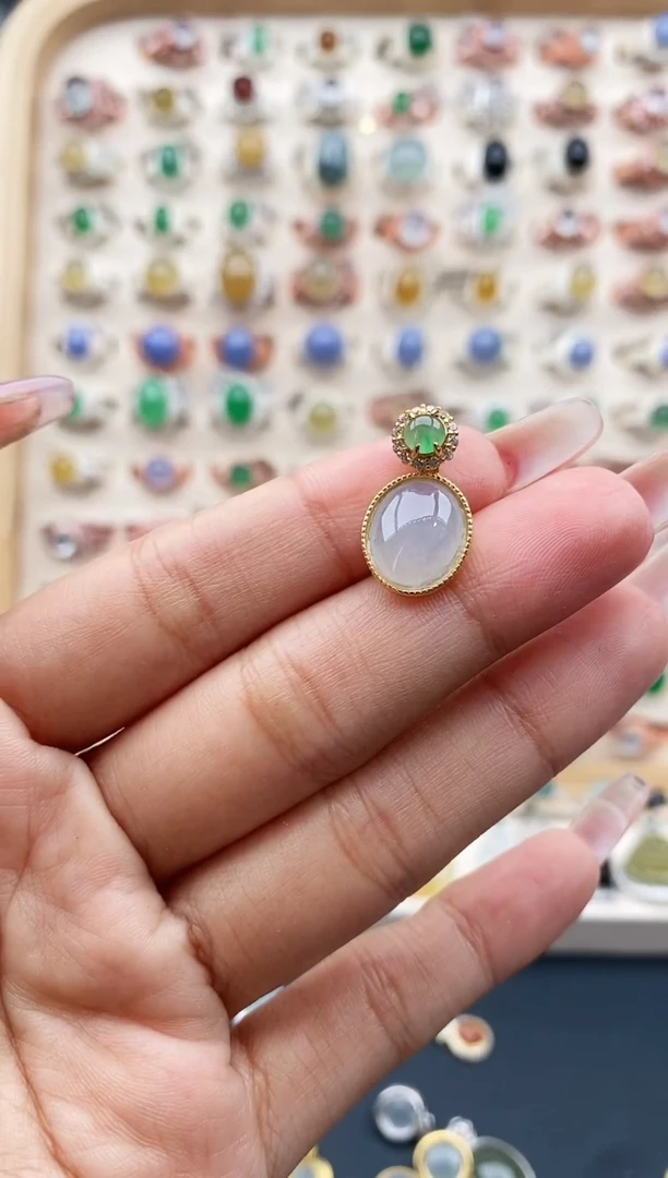 【闪购商品】翡翠戒指银S925镶嵌缅甸天然A货翡翠222  4+8