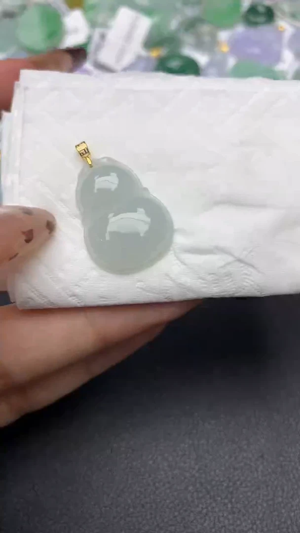 颈饰18K金镶嵌翡翠a货假一赔三支持复检百元上9元证书费自理
