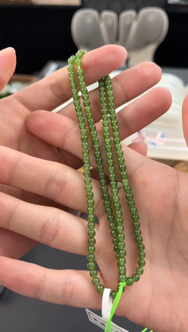 手串未镶嵌和田玉俄碧小米珠项链卡4微色差
