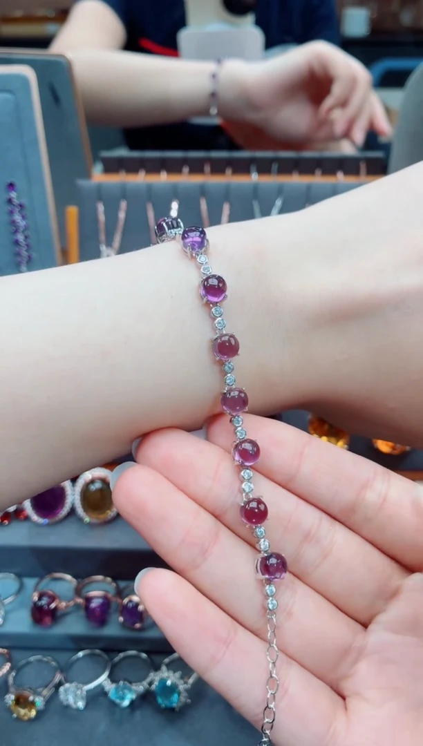 紫晶手链银S925镶嵌柒*紫晶手链
