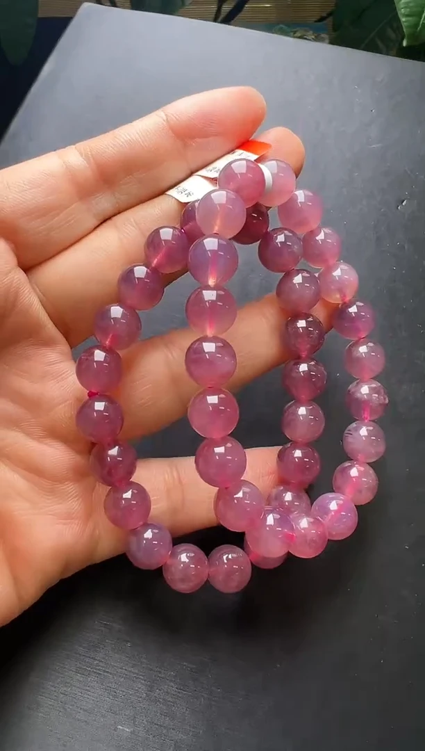 手串未镶嵌水晶紫马粉手串9m+ M20301多样性发一