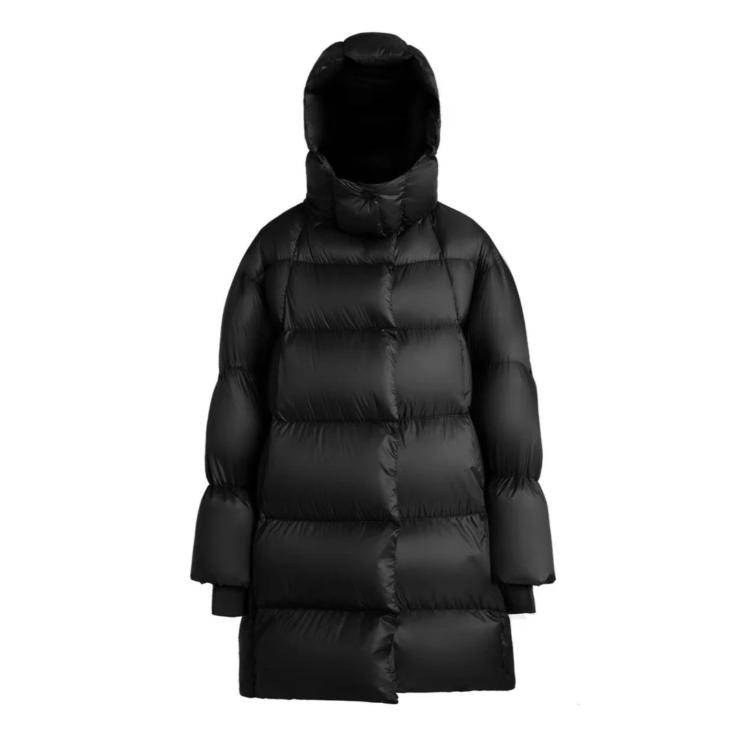 匈牙利鹅绒可拆帽廓形中长款羽绒服  AW241513