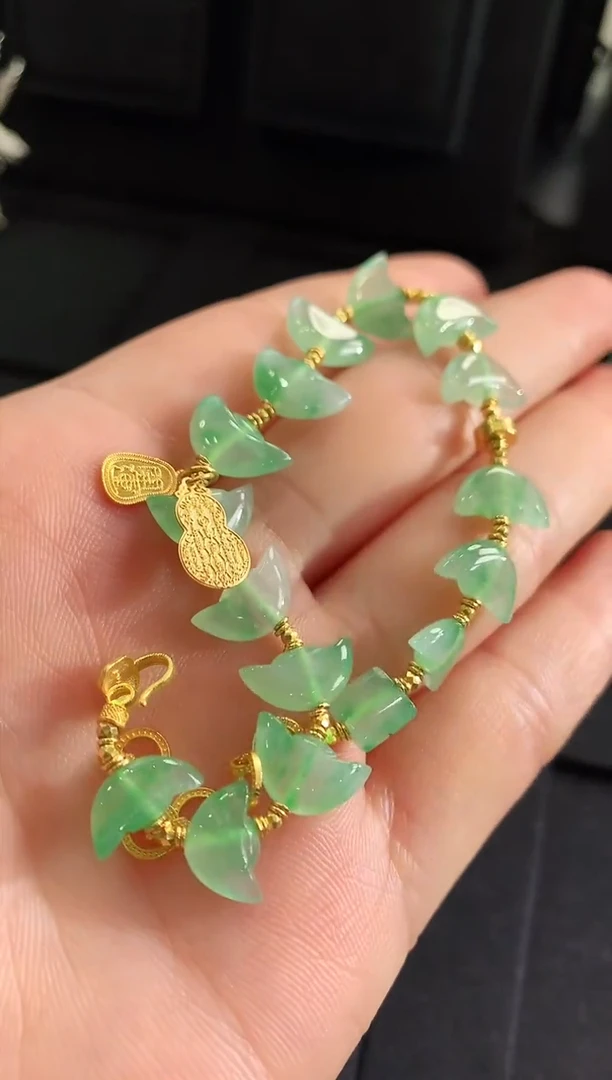 【闪购商品】翡翠手链18K金镶嵌手链