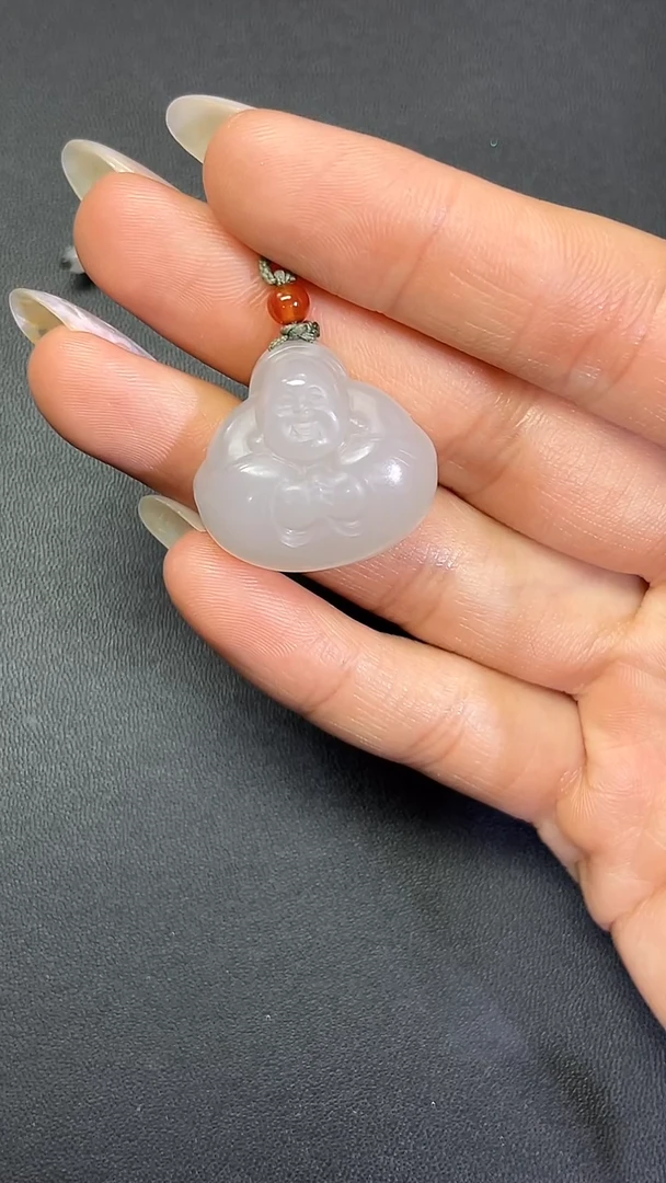 颈饰未镶嵌和田玉611060#烟紫抱抱佛吊坠