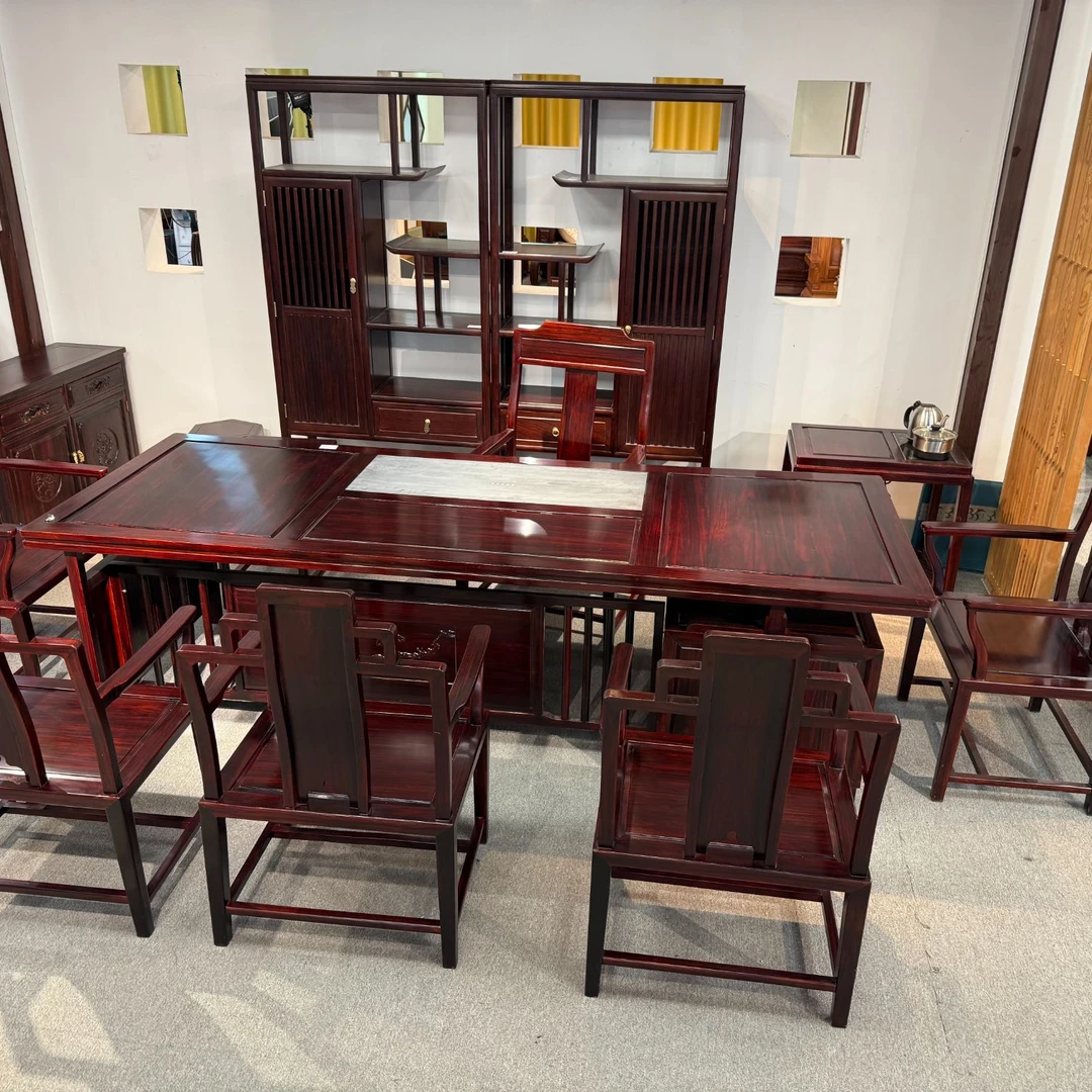 2米新中式泡茶台南美酸枝梅花茶台 简约办公室茶台家用泡茶桌