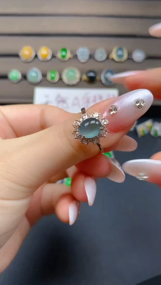 翡翠戒指银S925镶嵌1212