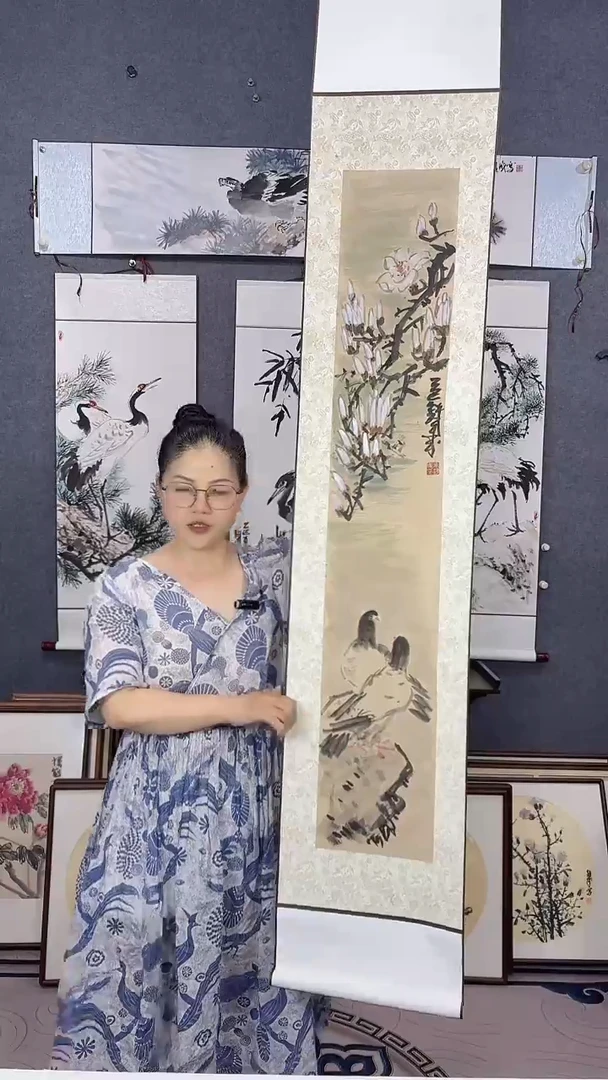 国画175*32吴铁成手绘卷轴