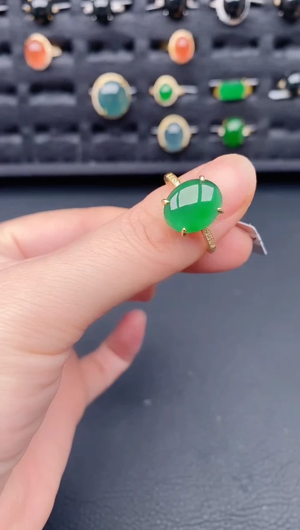 银S925镶嵌戒指翡翠天然a货翡翠127