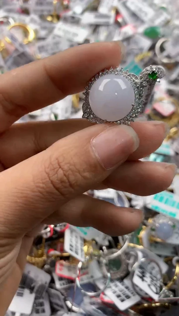 银S925镶嵌戒指翡翠999   10