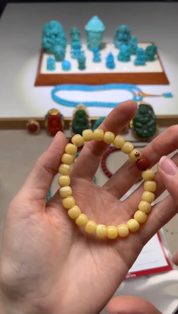 【闪购商品】蜜蜡裸石18K金镶嵌手串手串