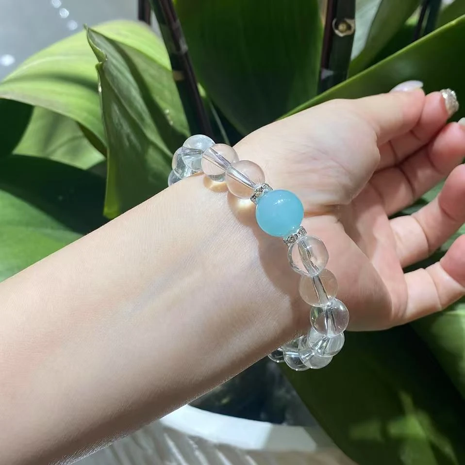 新款轻奢小众海蓝宝手串女款单圈