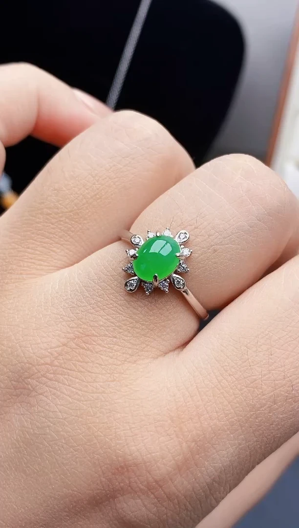 银S925镶嵌戒指翡翠2037