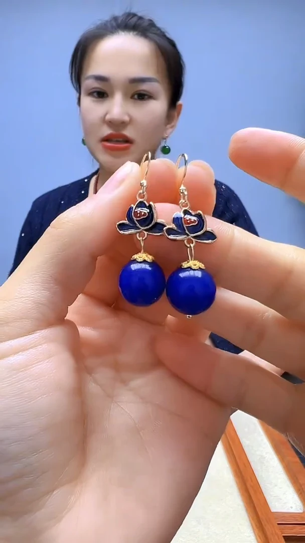 非金属珐琅非金属无高货diy劲饰荷花圆珠耳钩