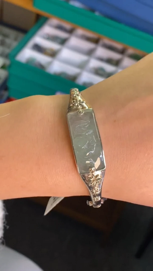 颈饰银S925镶嵌翡翠净货13184