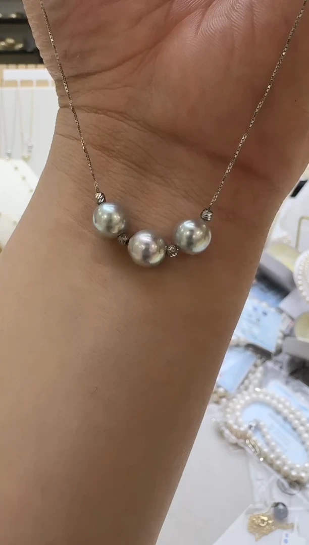 海水珍珠银S925镶嵌吊坠(赠链)7-8mm 微笑链