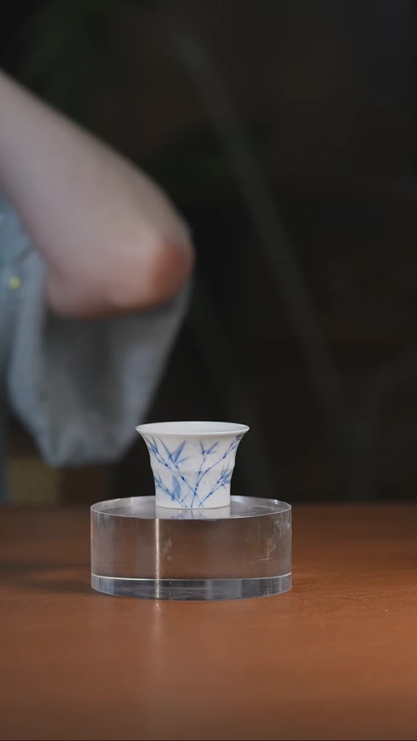 青花竹子竹节杯